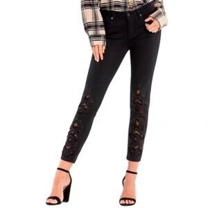 Miss Me Strike A Pose Embroidered Ankle Skinny Jeans Black Western Grunge Punk